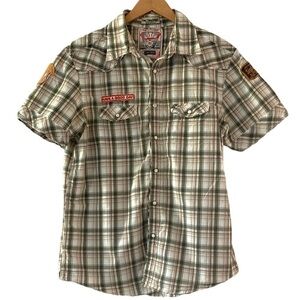 Mens plaid shirt sleeve shirt